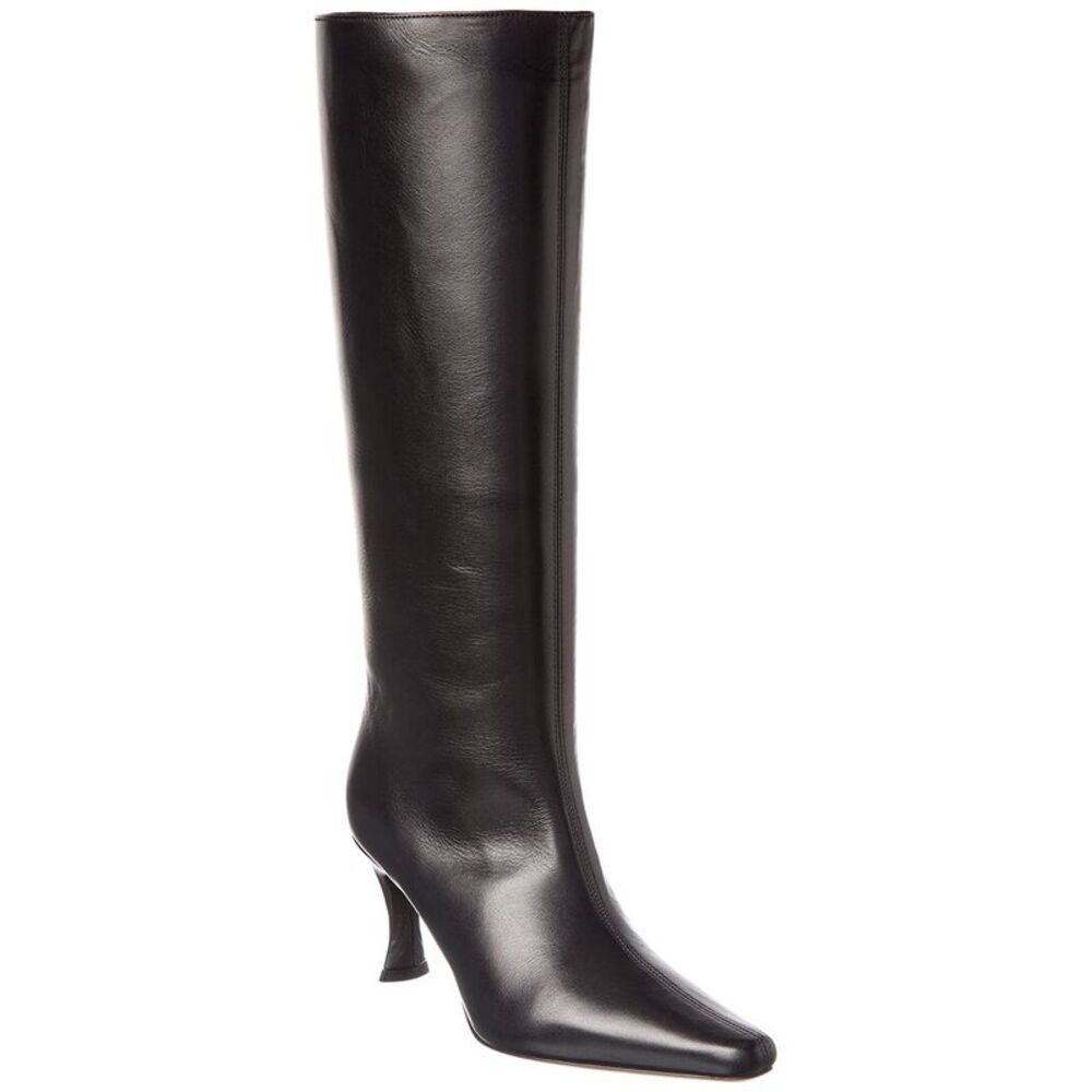By Far Stevie Leather Knee-High Boot, Black